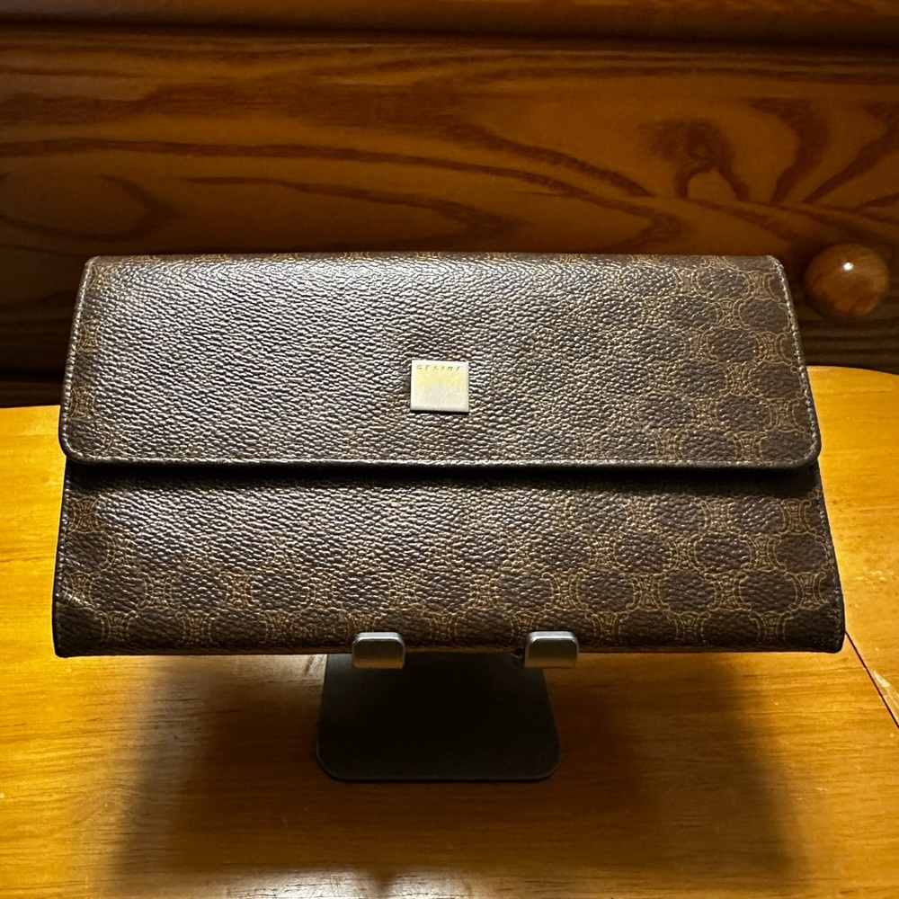 Celine Brown Leather Macadam Long Wallet - Picture 1 of 7